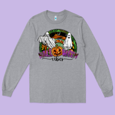 Halloween Vibes Long Sleeve Tee Designed By Sublimationcraftshop