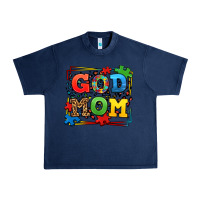 Navy autism god mom Urban Heavy Tee - LillyAllenDesigns