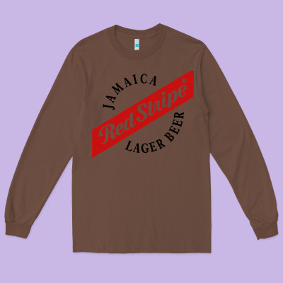 Jamaica Red Stripe Lager Beer Long Sleeve Tee Designed By Inspiradesign