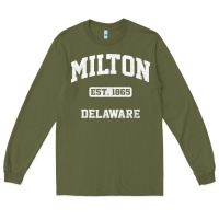 Army Green milton delaware de vintage state athletic style t shirt Long Sleeve Tee - InspiraDesign