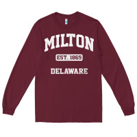 Burgundy milton delaware de vintage state athletic style t shirt Long Sleeve Tee - InspiraDesign