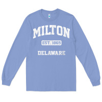 Colony Blue milton delaware de vintage state athletic style t shirt Long Sleeve Tee - InspiraDesign