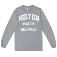 Heather Grey milton delaware de vintage state athletic style t shirt Long Sleeve Tee - InspiraDesign