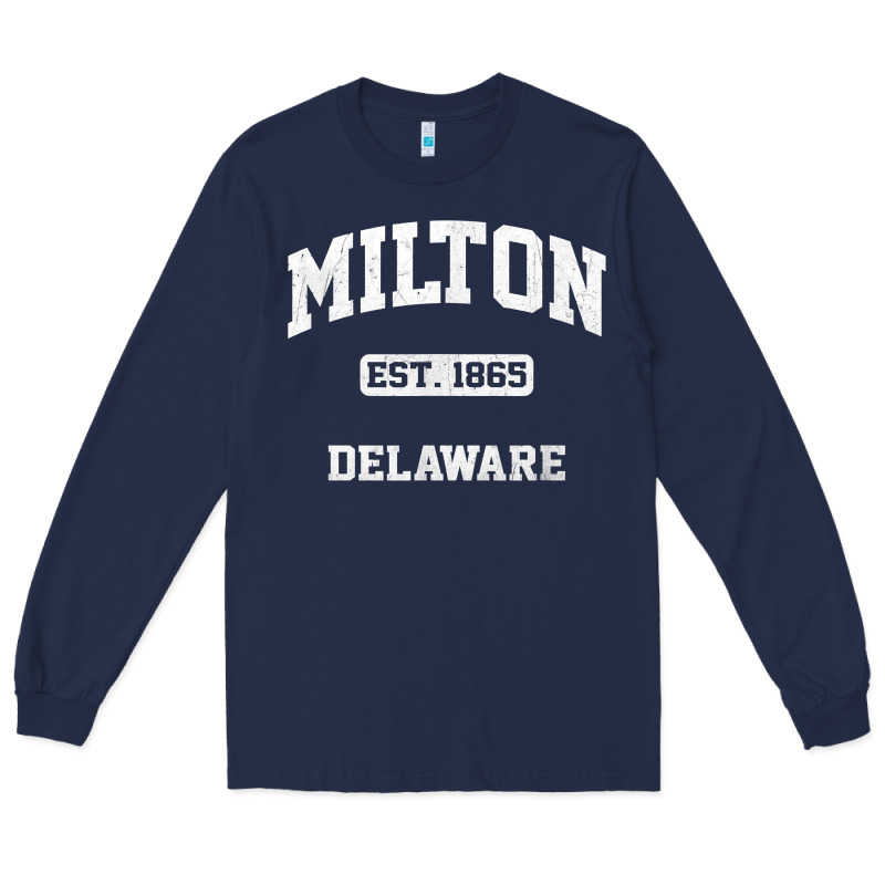 Milton Delaware De Vintage State Athletic Style T Shirt Long Sleeve Tee by InspiraDesign | Teevron