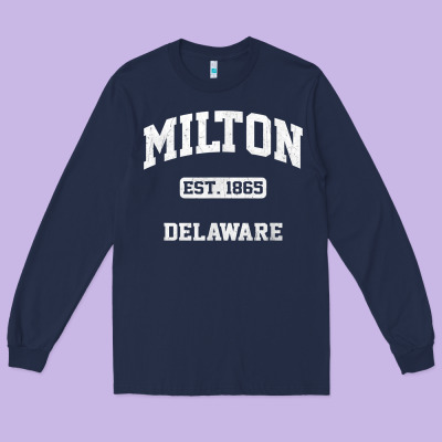 Milton Delaware De Vintage State Athletic Style T Shirt Long Sleeve Tee Designed By Inspiradesign