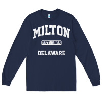 Navy milton delaware de vintage state athletic style t shirt Long Sleeve Tee - InspiraDesign