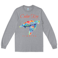 Heather Grey Cedar Key Florida Watercolor Sea Turtle Sweatshirt Long Sleeve Tee - InspiraDesign