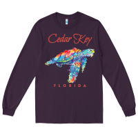 Plum Cedar Key Florida Watercolor Sea Turtle Sweatshirt Long Sleeve Tee - InspiraDesign