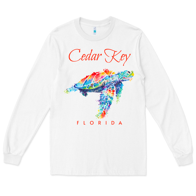 Cedar Key Florida Watercolor Sea Turtle Sweatshirt Long Sleeve Tee by InspiraDesign | Teevron