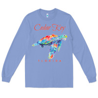 Colony Blue Cedar Key Florida Watercolor Sea Turtle Sweatshirt Long Sleeve Tee - InspiraDesign