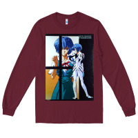 Burgundy Neon Genesis Evangelion Rei Ayanami Long Sleeve Tee - InspiraDesign