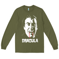 Army Green dracula vampire classic horror flick white t shirt Long Sleeve Tee - InspiraDesign