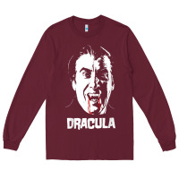 Burgundy dracula vampire classic horror flick white t shirt Long Sleeve Tee - InspiraDesign