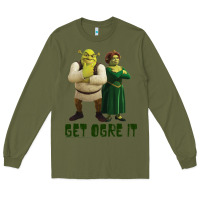 Army Green Shrek Fiona & Shrek Get Ogre It Text Poster Long Sleeve Tee - InspiraDesign