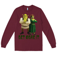 Burgundy Shrek Fiona & Shrek Get Ogre It Text Poster Long Sleeve Tee - InspiraDesign