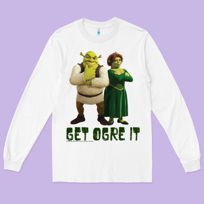 Shrek Fiona & Shrek Get Ogre It Text Poster Long Sleeve Tee Designed By Inspiradesign