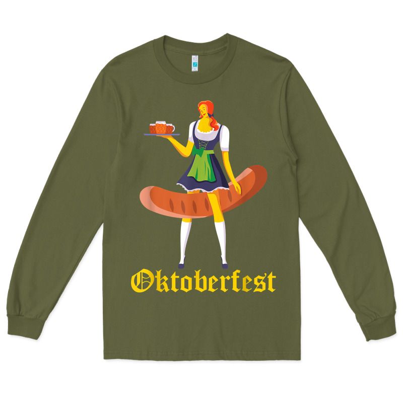 Barmaid Oktoberfest Funny German Woman Dirndl Bratwurst T Shirt Long Sleeve Tee by InspiraDesign | Teevron