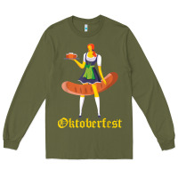 Army Green barmaid oktoberfest funny german woman dirndl bratwurst t shirt Long Sleeve Tee - InspiraDesign