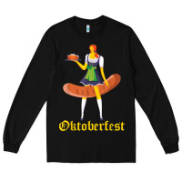 Black barmaid oktoberfest funny german woman dirndl bratwurst t shirt Long Sleeve Tee - InspiraDesign