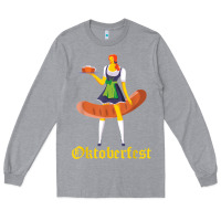 Heather Grey barmaid oktoberfest funny german woman dirndl bratwurst t shirt Long Sleeve Tee - InspiraDesign