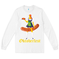 White barmaid oktoberfest funny german woman dirndl bratwurst t shirt Long Sleeve Tee - InspiraDesign