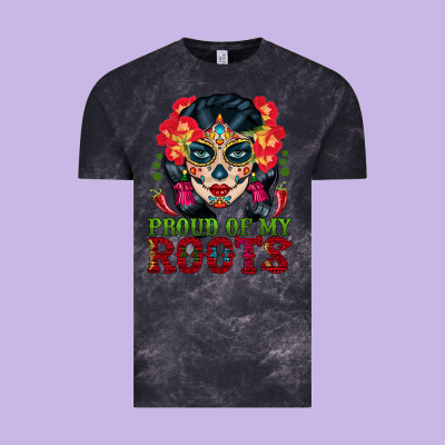 Sugar Skull Woman Proud Of My Roots Vintage Tee Designed By Bundleandbundleshop