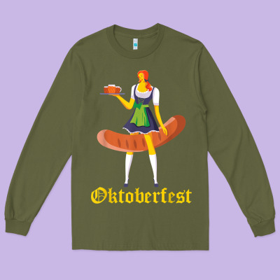 Barmaid Oktoberfest Funny German Woman Dirndl Bratwurst T Shirt Long Sleeve Tee Designed By Inspiradesign