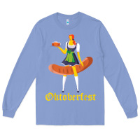 Colony Blue barmaid oktoberfest funny german woman dirndl bratwurst t shirt Long Sleeve Tee - InspiraDesign