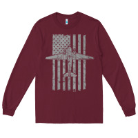 Burgundy C-47 Skytrain Wwii Transport Airplane Vintage Flag Long Sleeve Tee - InspiraDesign