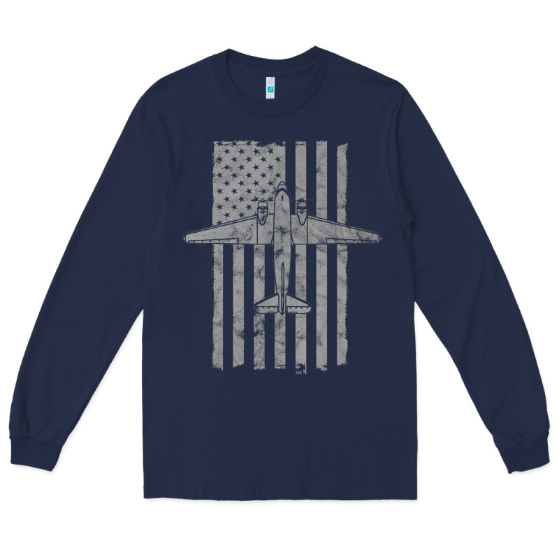 C-47 Skytrain Wwii Transport Airplane Vintage Flag Long Sleeve Tee by InspiraDesign | Teevron