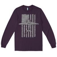 Plum C-47 Skytrain Wwii Transport Airplane Vintage Flag Long Sleeve Tee - InspiraDesign
