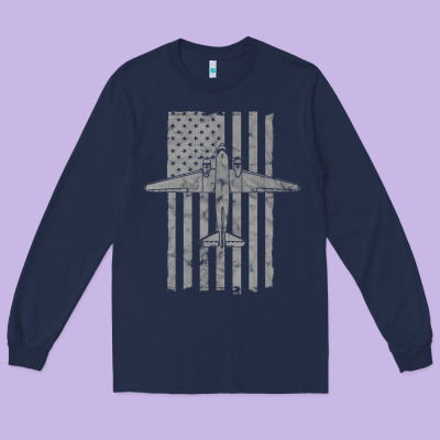 C-47 Skytrain Wwii Transport Airplane Vintage Flag Long Sleeve Tee Designed By Inspiradesign