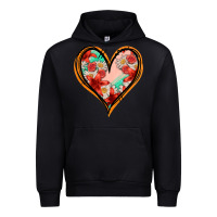 Floral Orange Glitter Heart Urban Hoodie | Teevron