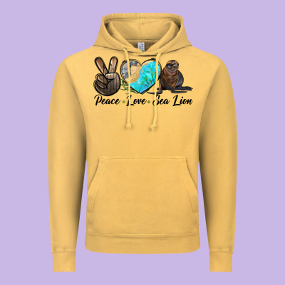 Peace Love Sea Lion Vintage Hoodie Designed By Lillyallendesigns