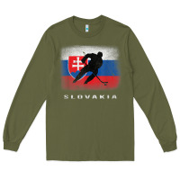 Army Green Slovakia Ice Hockey Slovak Flag Long Sleeve Tee - InspiraDesign
