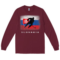 Burgundy Slovakia Ice Hockey Slovak Flag Long Sleeve Tee - InspiraDesign