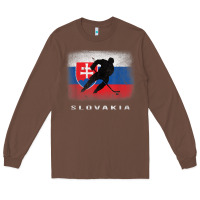 Chestnut Slovakia Ice Hockey Slovak Flag Long Sleeve Tee - InspiraDesign