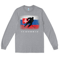 Heather Grey Slovakia Ice Hockey Slovak Flag Long Sleeve Tee - InspiraDesign