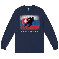 Navy Slovakia Ice Hockey Slovak Flag Long Sleeve Tee - InspiraDesign