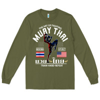 Thailand American Flag Muay Thai Boxing Train Hard Repeat T Shirt Long Sleeve Tee | Teevron