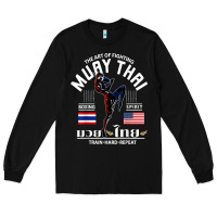 Black thailand american flag muay thai boxing train hard repeat t shirt Long Sleeve Tee - InspiraDesign