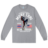 Heather Grey thailand american flag muay thai boxing train hard repeat t shirt Long Sleeve Tee - InspiraDesign