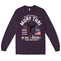 Plum thailand american flag muay thai boxing train hard repeat t shirt Long Sleeve Tee - InspiraDesign