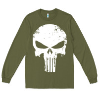 Army Green the punisher skull Long Sleeve Tee - InspiraDesign
