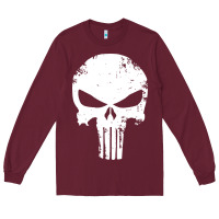 Burgundy the punisher skull Long Sleeve Tee - InspiraDesign