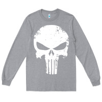 Heather Grey the punisher skull Long Sleeve Tee - InspiraDesign
