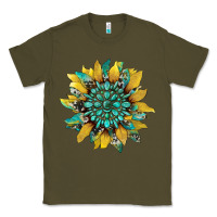 Army Green sunflower with gemstone and cowhide Classic Tee - Artiststas