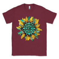 Burgundy sunflower with gemstone and cowhide Classic Tee - Artiststas