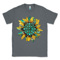Charcoal Heather sunflower with gemstone and cowhide Classic Tee - Artiststas
