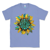 Colony Blue sunflower with gemstone and cowhide Classic Tee - Artiststas